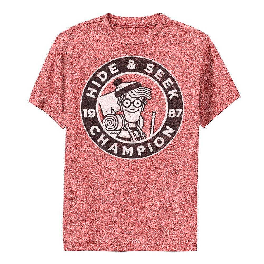 Футболка с изображением чемпиона по пряткам для мальчиков 8–20 лет «Где Уолдо» Licensed Character, цвет Red Heather 
Футболка с изображением чемпиона по пряткам для мальчиков 8–20 лет «Где Уолдо» Licensed Character, цвет Red Heather