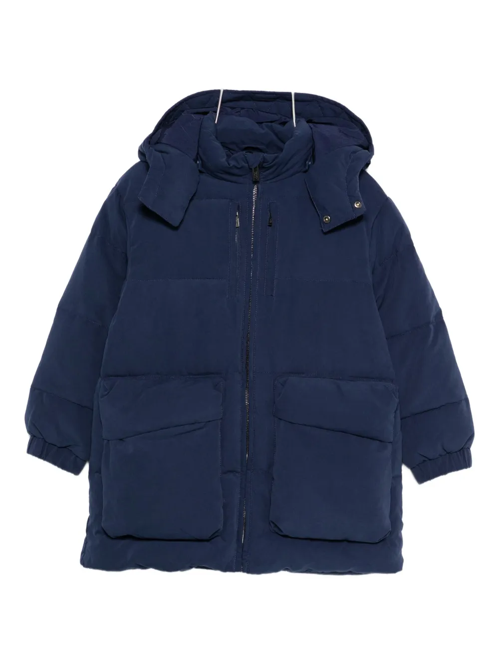 Утепленный пуховик с капюшоном Emporio Armani Kids, синий
Утепленный пуховик с капюшоном Emporio Armani Kids, синий