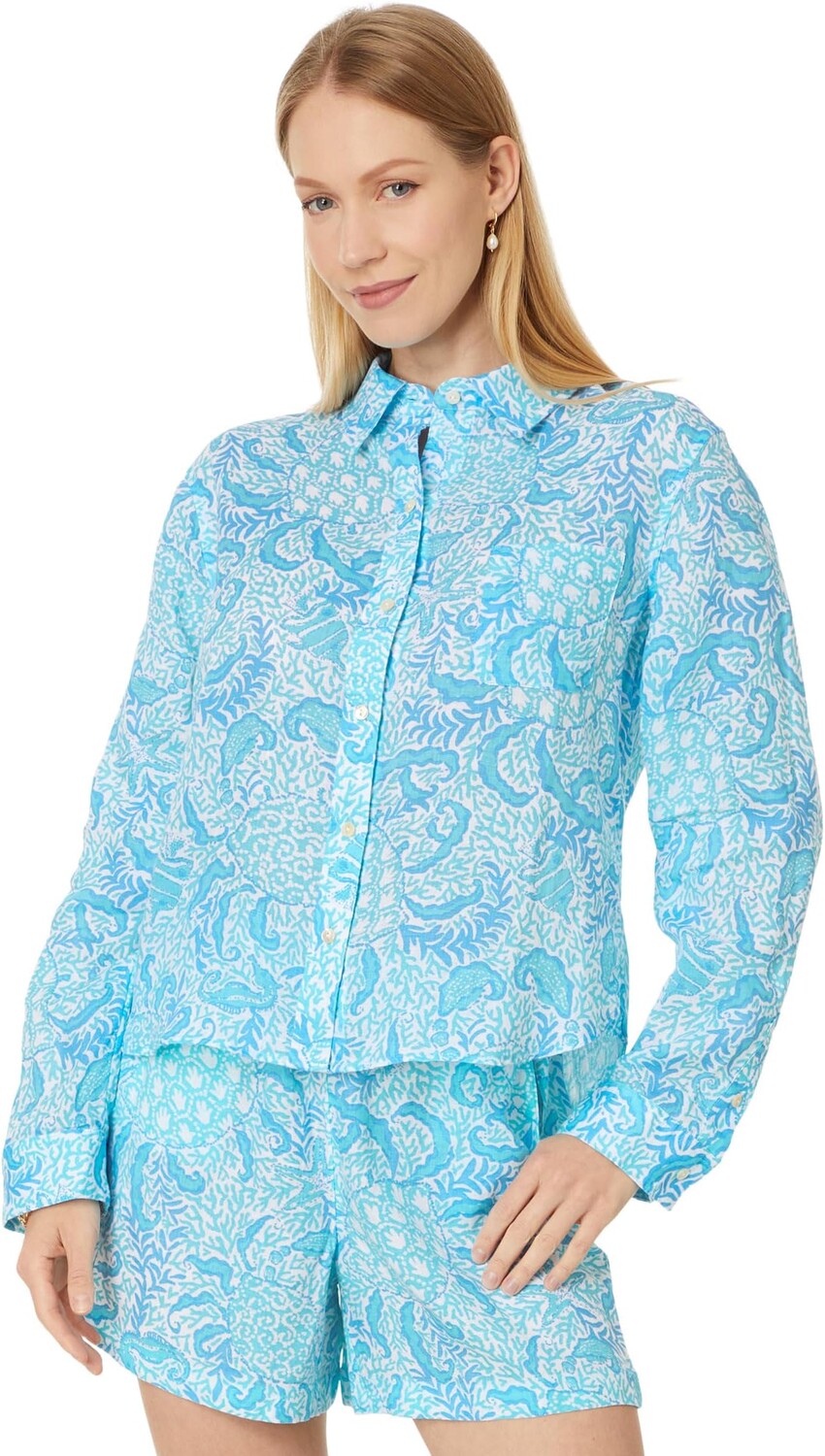 Рубашка Lilly Pulitzer Coralynn Button-Down, цвет Resort White Goombay Grooves
Рубашка Lilly Pulitzer Coralynn Button-Down, цвет Resort White Goombay Grooves
