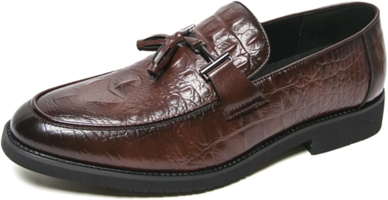 Мужские лоферы из кожи с узором под крокодила, без шнурков, с плоским каблуком и декоративной кисточкой, элегантная формальная обувь для офиса, работы, свадеб и особых случаев Psieicwm, коричневый
Мужские лоферы из кожи с узором под крокодила, без шнурков, с плоским каблуком и декоративной кисточкой, элегантная формальная обувь для офиса, работы, свадеб и особых случаев Psieicwm, коричневый