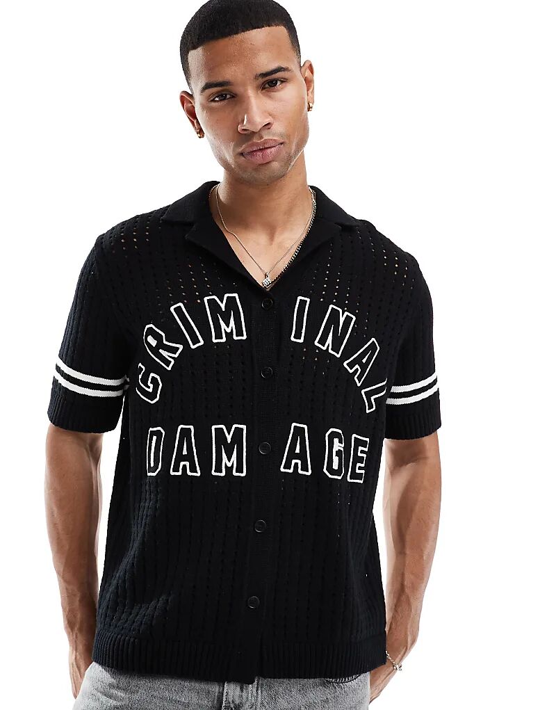 Рубашка с воротником-стойкой «Пуантель-ревер» черного цвета Criminal Damage
Рубашка с воротником-стойкой «Пуантель-ревер» черного цвета Criminal Damage