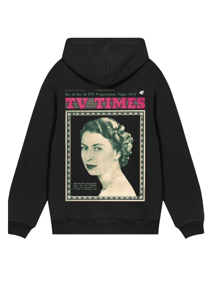 Толстовка с капюшоном TV Times с изображением королевы Елизаветы II 1957 года в черном цвете F4NT4STIC
Толстовка с капюшоном TV Times с изображением королевы Елизаветы II 1957 года в черном цвете F4NT4STIC