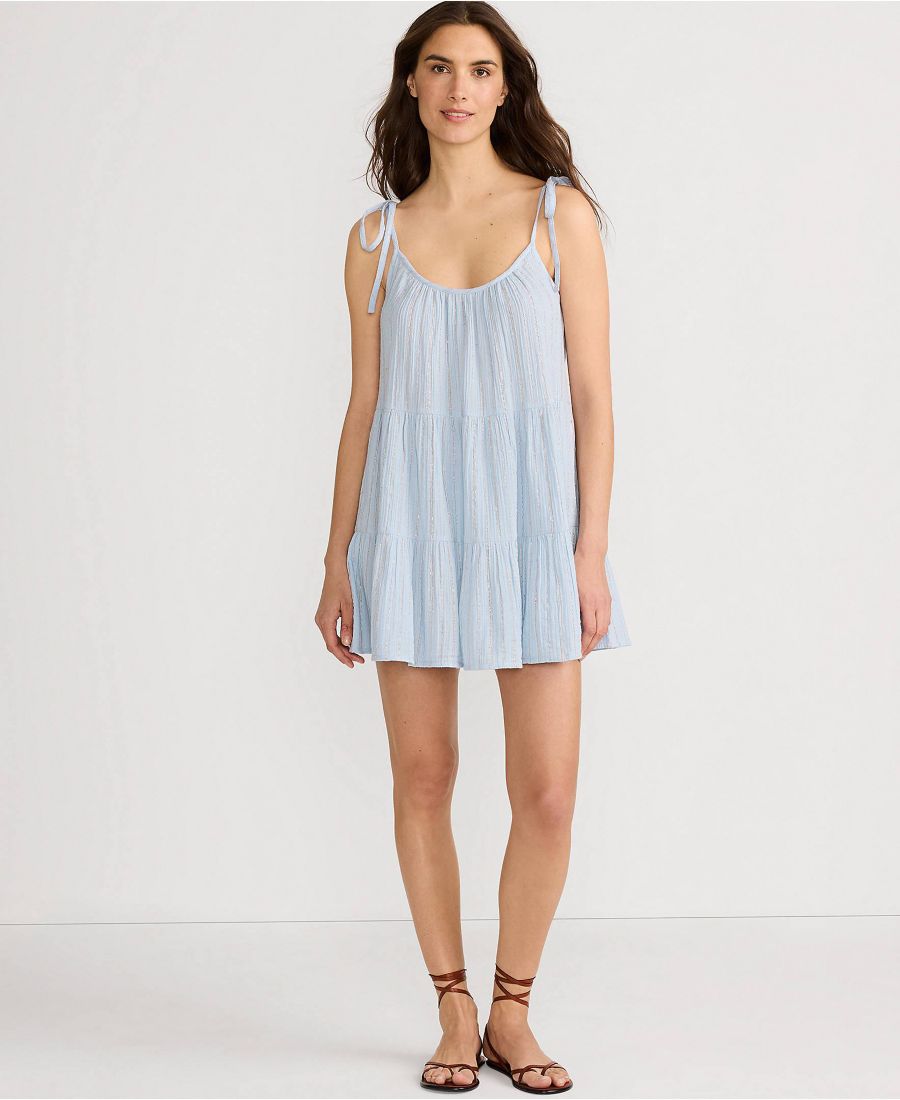 Женское мини-платье-накидка оверсайз из хлопковой марли с металлизированным блеском и ярусным кроем Lands' End, Soft sky blue/gold metallic
Женское мини-платье-накидка оверсайз из хлопковой марли с металлизированным блеском и ярусным кроем Lands' End, Soft sky blue/gold metallic