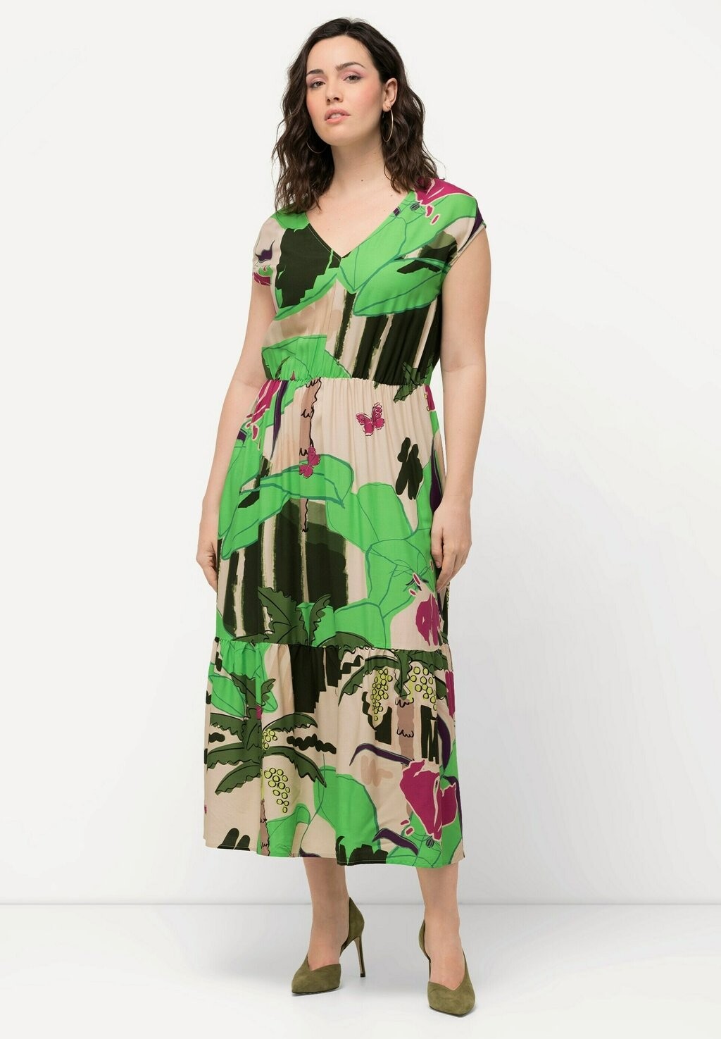 Дневное платье TROPICAL LEAF PRINT CAP SLEEVE Ulla Popken, зеленый
Дневное платье TROPICAL LEAF PRINT CAP SLEEVE Ulla Popken, зеленый