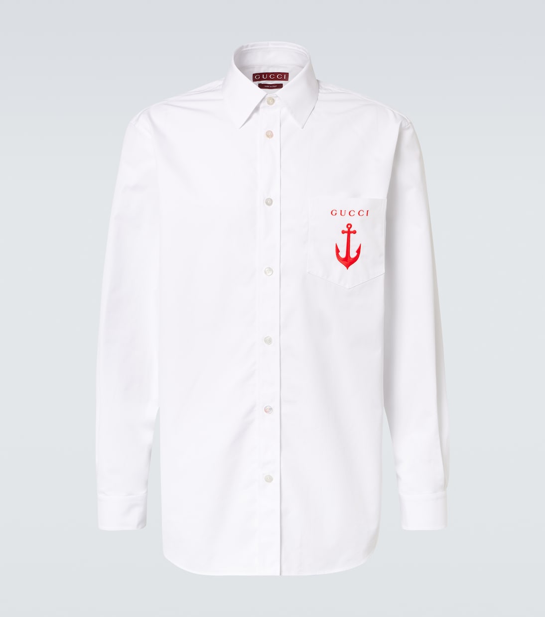 Рубашка из хлопкового поплина с вышитым логотипом Gucci, белый
Рубашка из хлопкового поплина с вышитым логотипом Gucci, белый