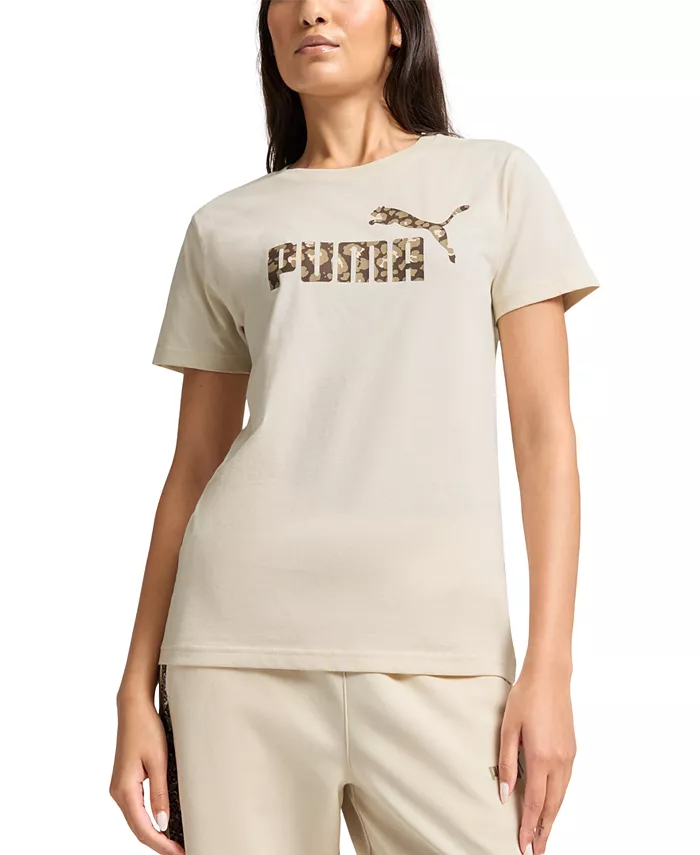 Женская хлопковая футболка с логотипом и принтом животных Puma, белый
Женская хлопковая футболка с логотипом и принтом животных Puma, белый
