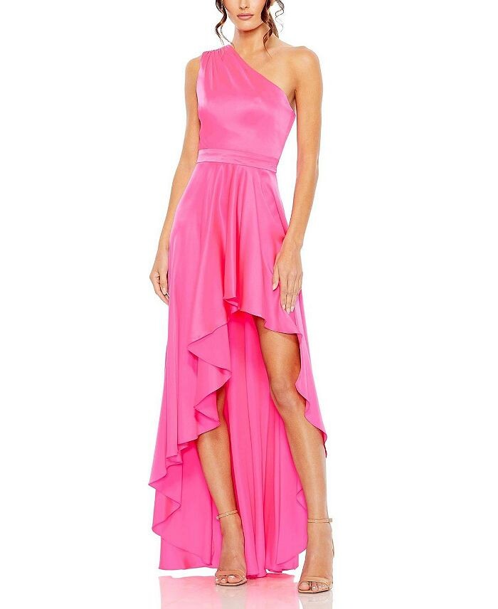 Mac Duggal Платье А-силуэта на одно плечо с высоким и низким вырезом, розовый
Mac Duggal Платье А-силуэта на одно плечо с высоким и низким вырезом, розовый