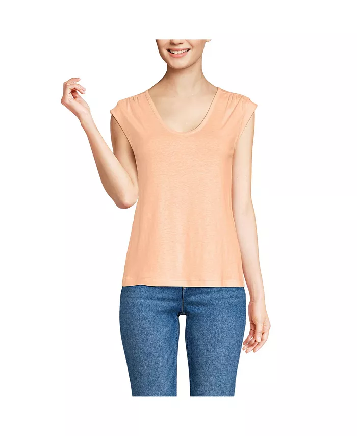 Женская футболка из льняной смеси с короткими рукавами и сборками на плечах Lands' End, оранжевый
Женская футболка из льняной смеси с короткими рукавами и сборками на плечах Lands' End, оранжевый