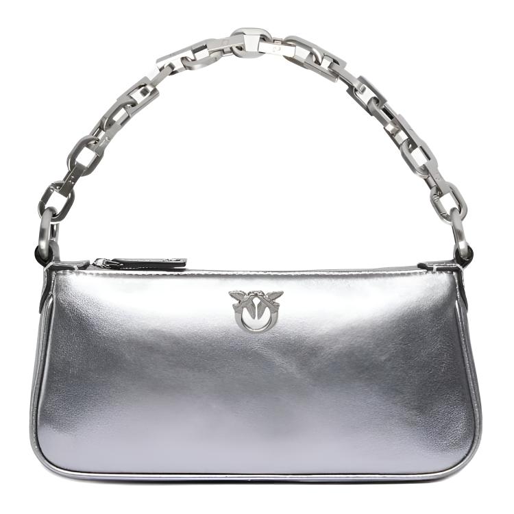 PINKO Миниатюрная женская сумка из телячьей кожи серебристого цвета
PINKO Миниатюрная женская сумка из телячьей кожи серебристого цвета