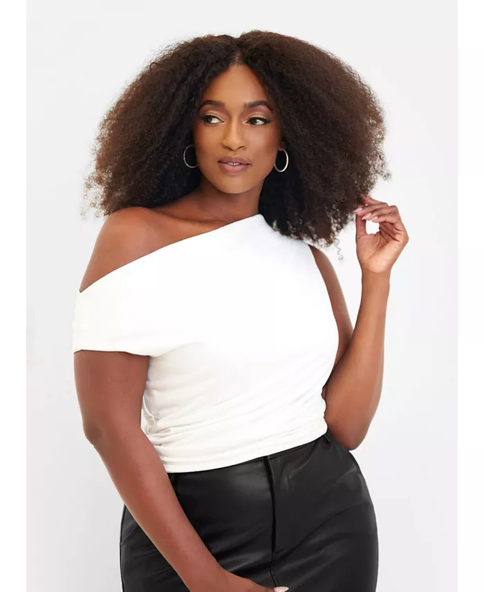 Асимметричный топ с короткими рукавами размера плюс Rebdolls, белый
Асимметричный топ с короткими рукавами размера плюс Rebdolls, белый