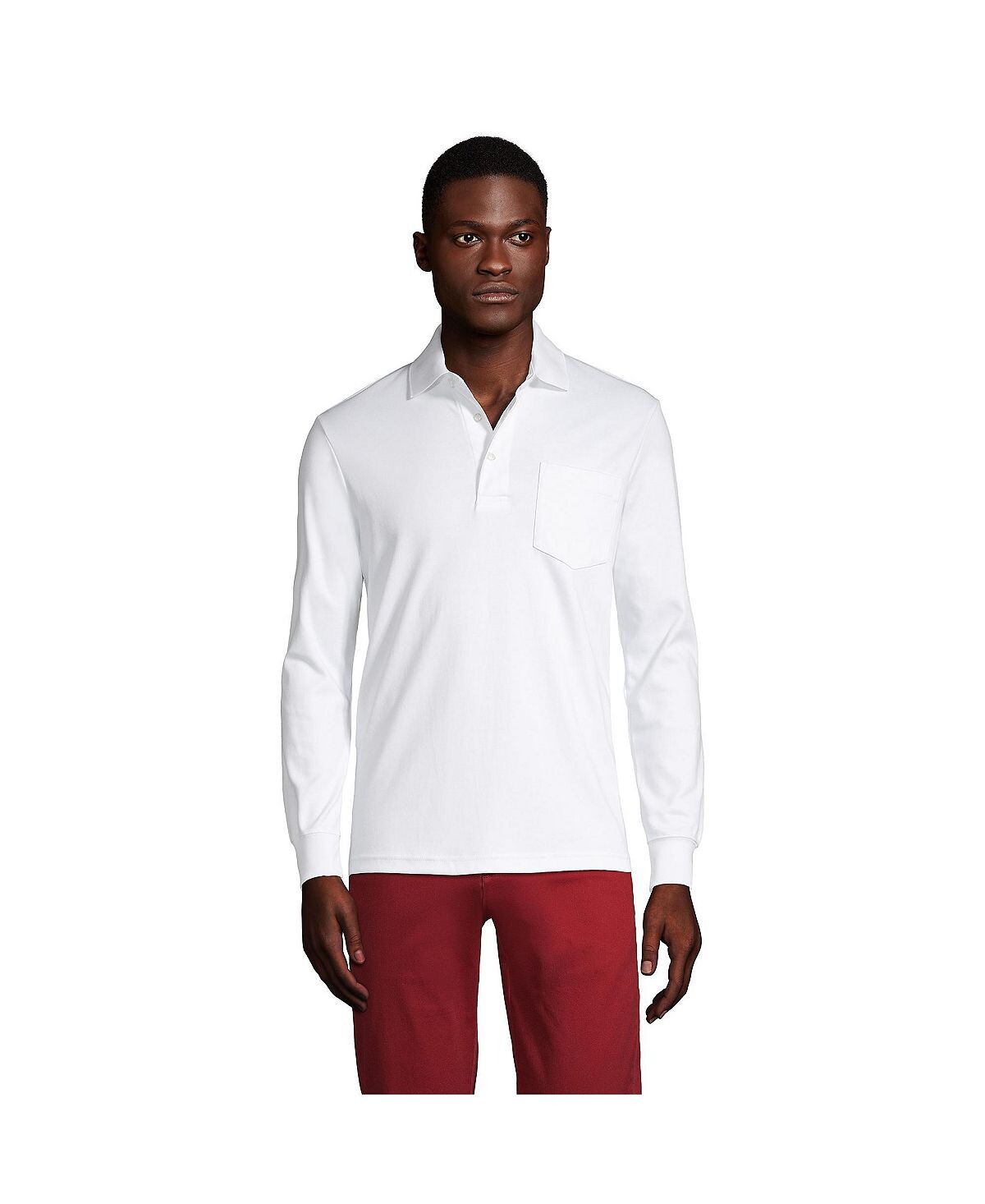 Мужская супермягкая рубашка-поло Supima с длинными рукавами и карманом Lands' End 
Мужская супермягкая рубашка-поло Supima с длинными рукавами и карманом Lands' End