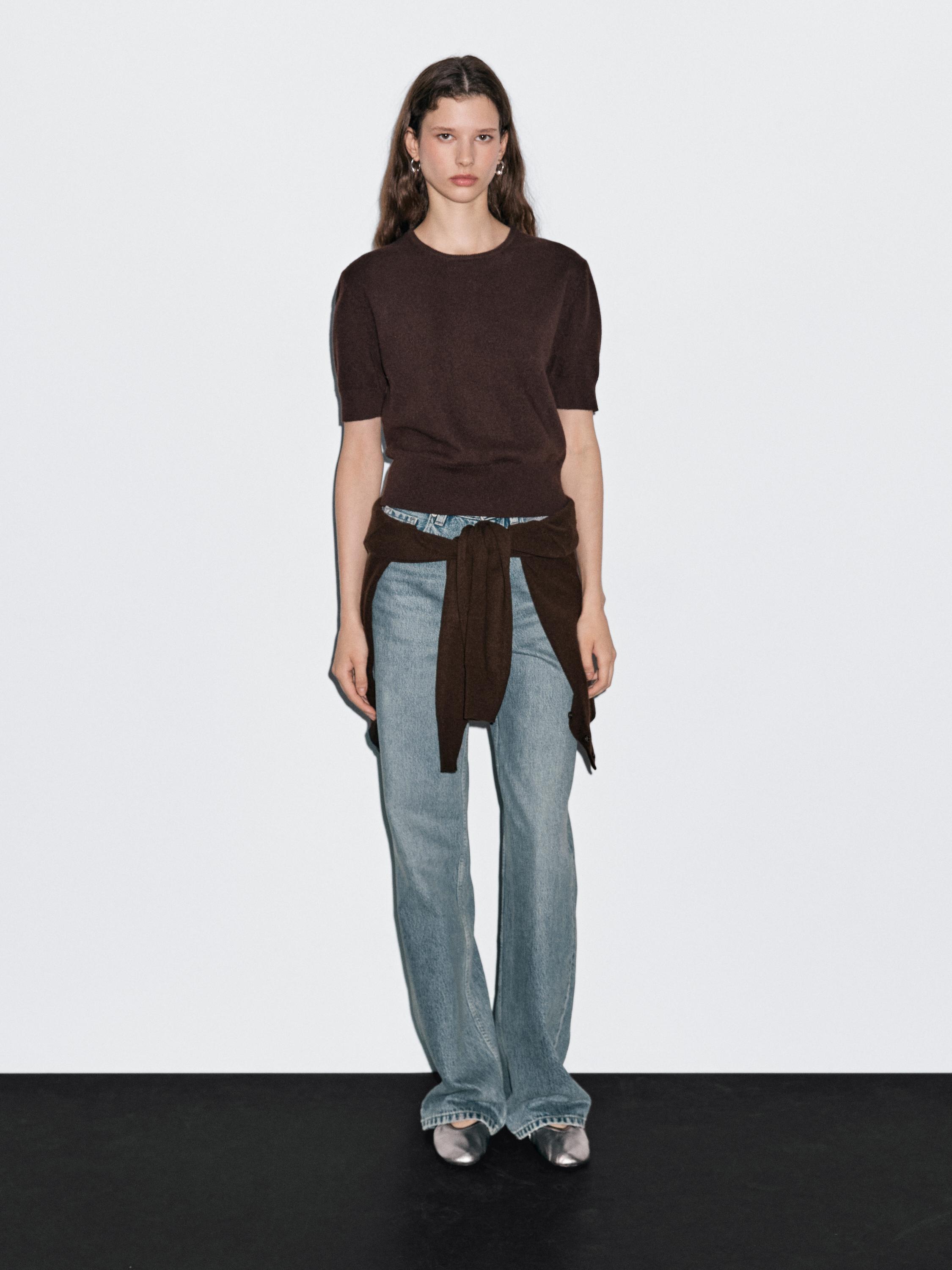 Вязаный свитер из смесовой шерсти с короткими рукавами Massimo Dutti, шоколадный
Вязаный свитер из смесовой шерсти с короткими рукавами Massimo Dutti, шоколадный