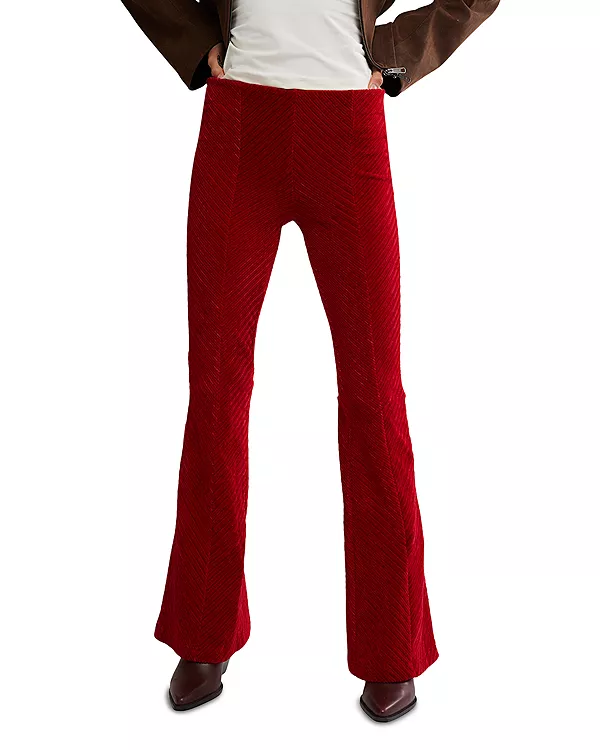 Бархатные брюки с застежкой-молнией Free People, красный
Бархатные брюки с застежкой-молнией Free People, красный