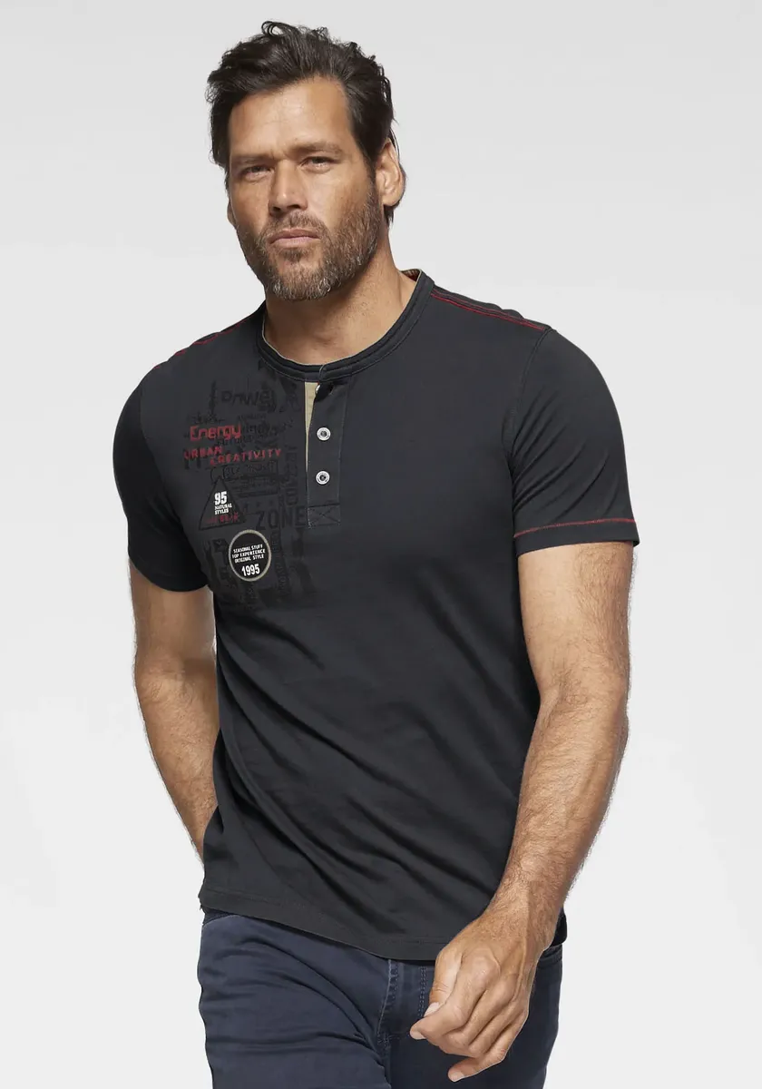 Мужская рубашка World Henley с контрастными швами Man'S World, синий 
Мужская рубашка World Henley с контрастными швами Man'S World, синий