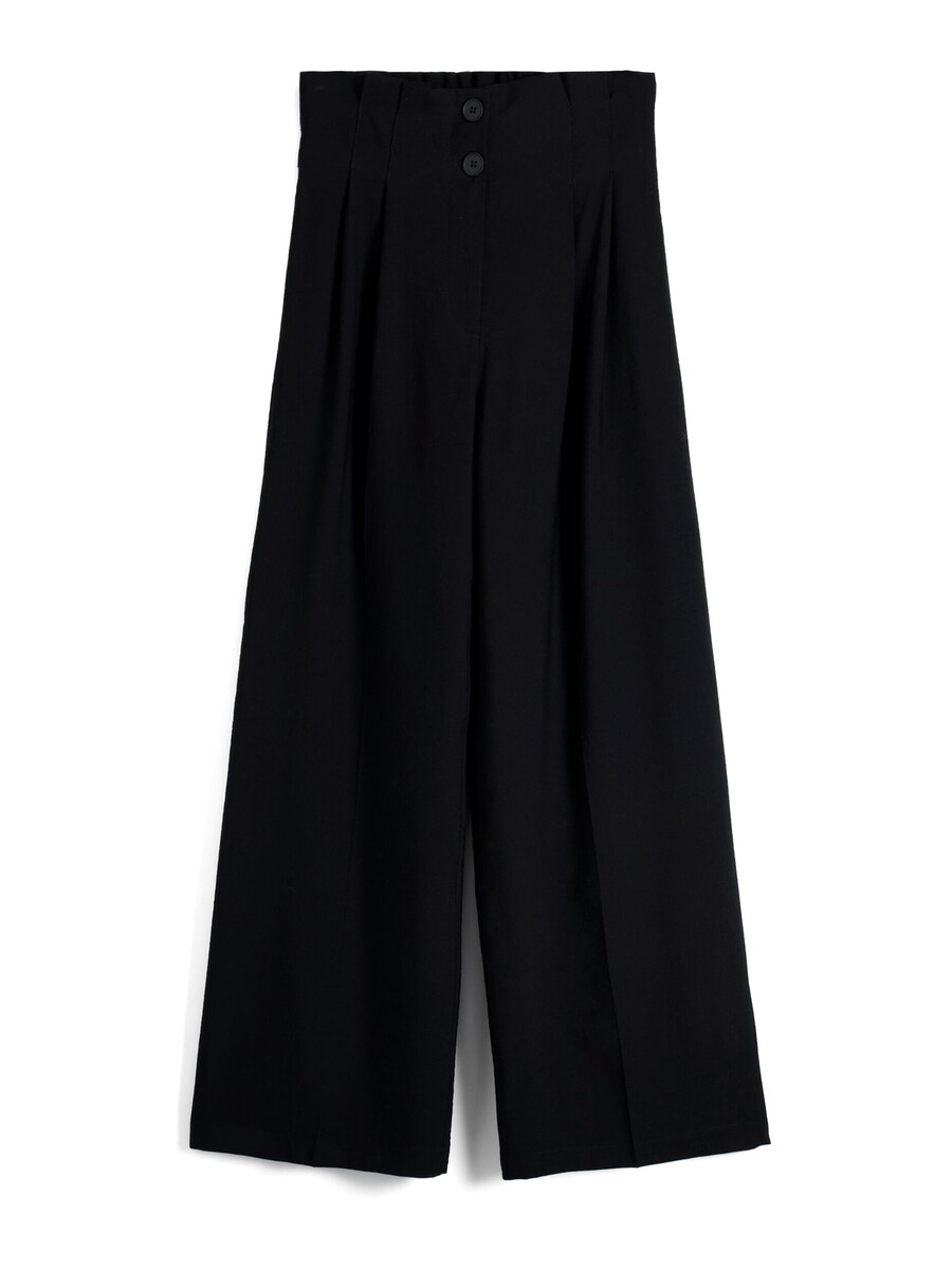 Широкие брюки со складками спереди Bershka, черный 
Широкие брюки со складками спереди Bershka, черный