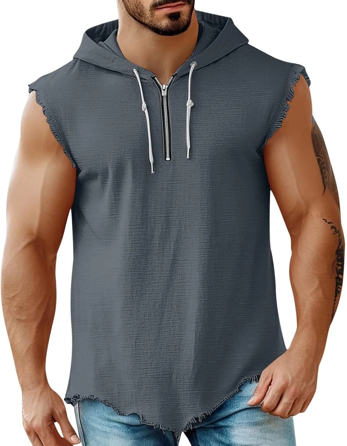 Мужская льняная толстовка с капюшоном и молнией на четверть для тренировок
Мужская льняная толстовка с капюшоном и молнией на четверть для тренировок