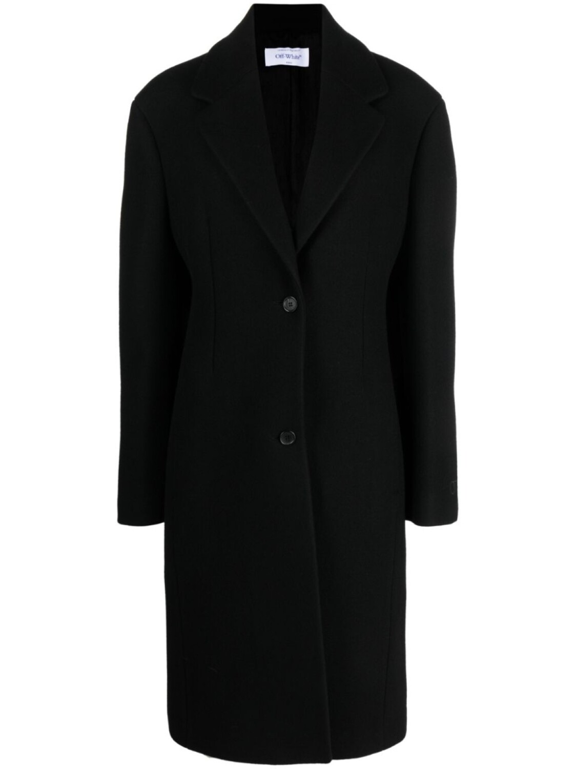 Off-White однобортное пальто с вышитым логотипом, черный
Off-White однобортное пальто с вышитым логотипом, черный