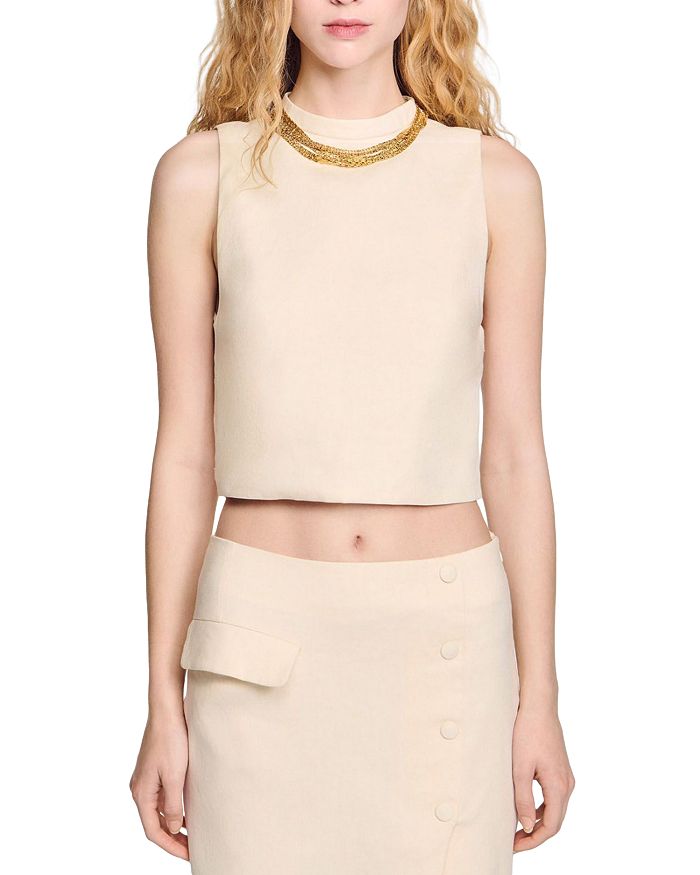 Укороченный топ с ожерельем Sandro, слоновая кость/кремовый
Укороченный топ с ожерельем Sandro, слоновая кость/кремовый