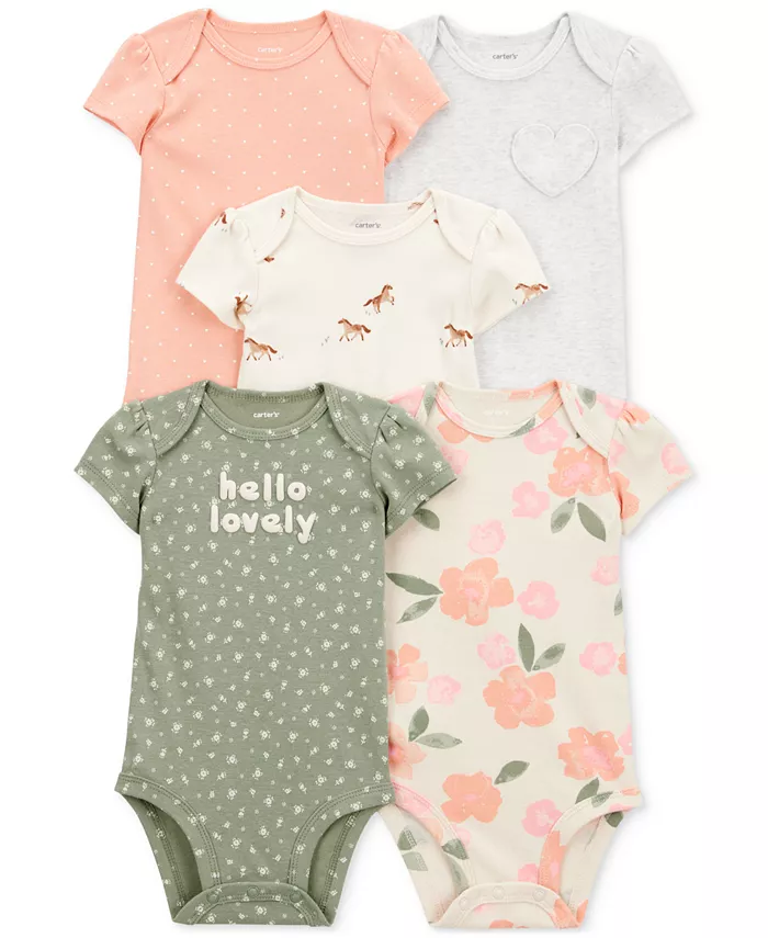 Боди для девочек с цветочным принтом и лошадками, короткий рукав, хлопок, 5 штук Carter's, мультиколор
Боди для девочек с цветочным принтом и лошадками, короткий рукав, хлопок, 5 штук Carter's, мультиколор