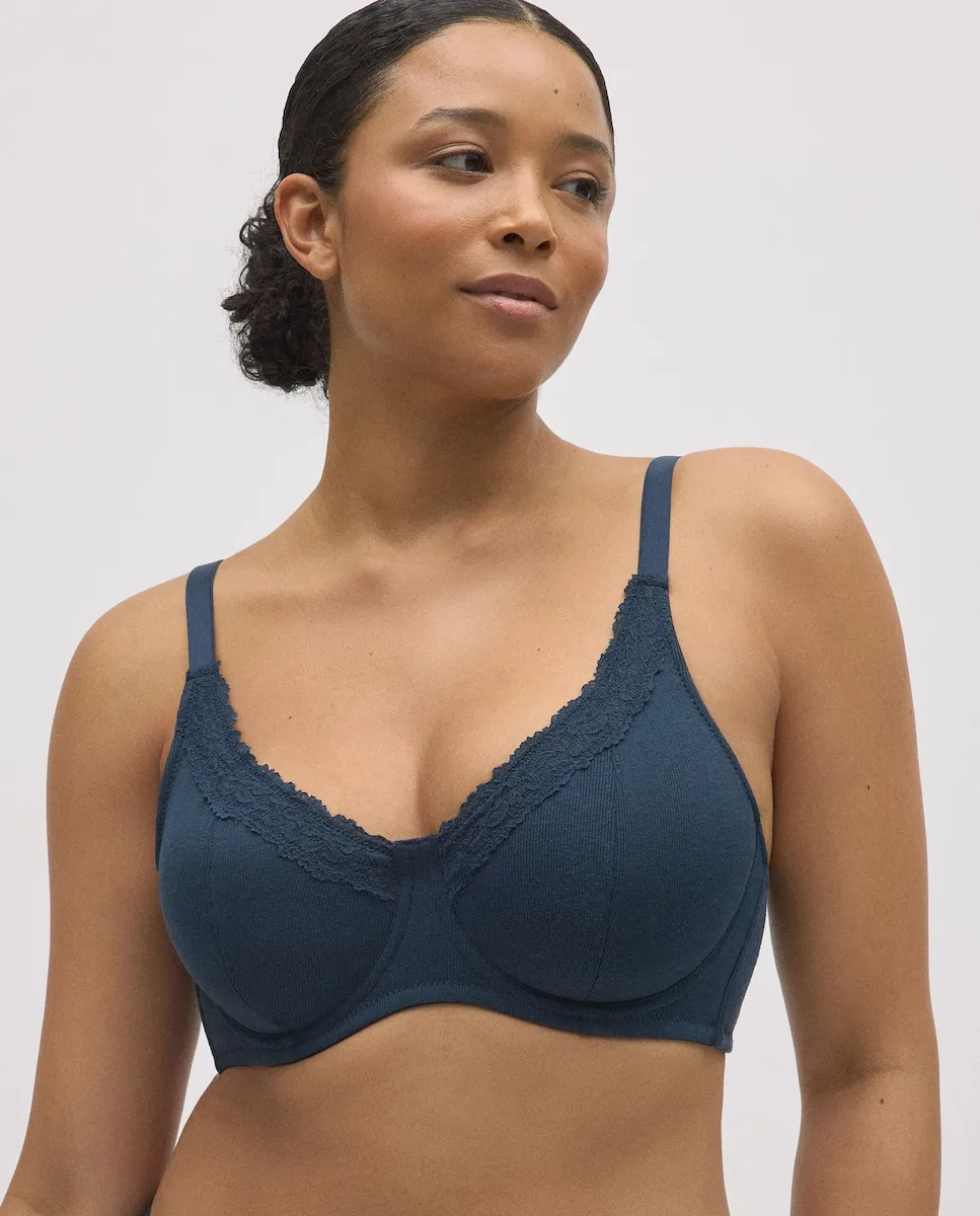 Утягивающий бюстгальтер с ребристой структурой и чашками C и D Ysabel Mora, индиго
Утягивающий бюстгальтер с ребристой структурой и чашками C и D Ysabel Mora, индиго