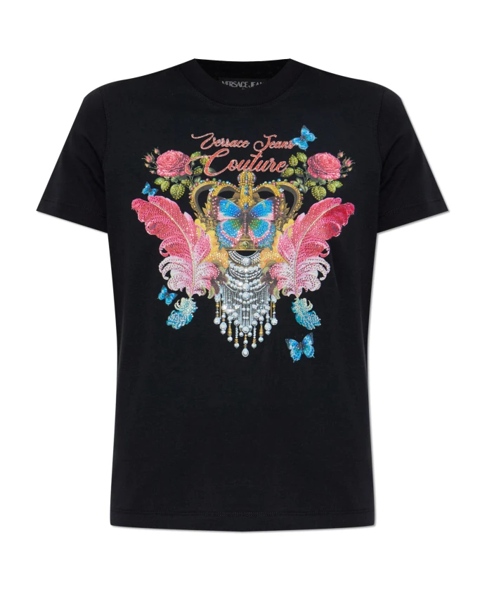 Футболка с принтом и блестящими аппликациями. Versace Jeans Couture, черный
Футболка с принтом и блестящими аппликациями. Versace Jeans Couture, черный