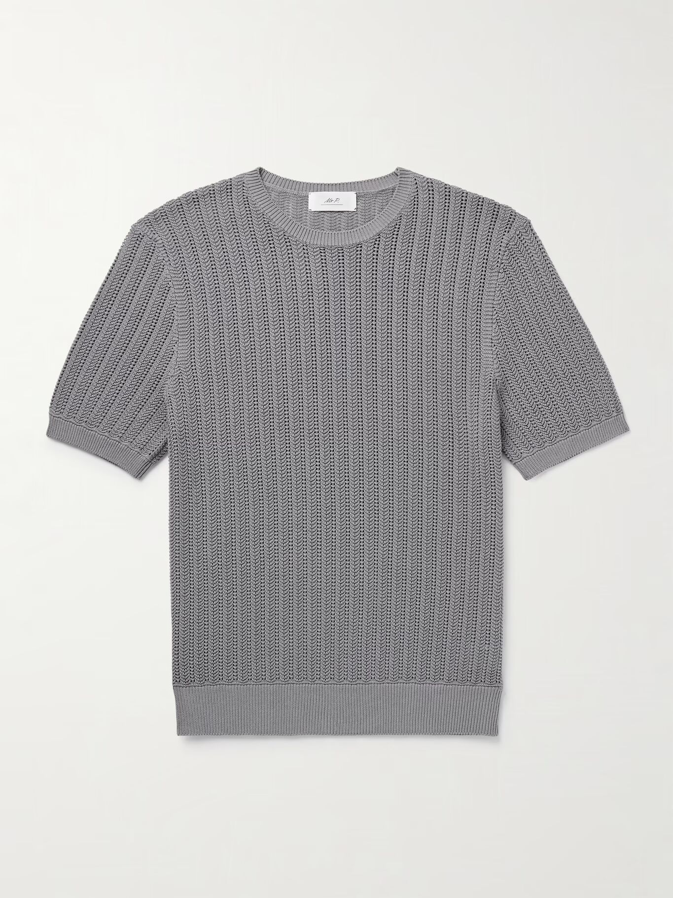 Футболка из органического хлопка ажурной вязки MR P., серый 
Футболка из органического хлопка ажурной вязки MR P., серый
