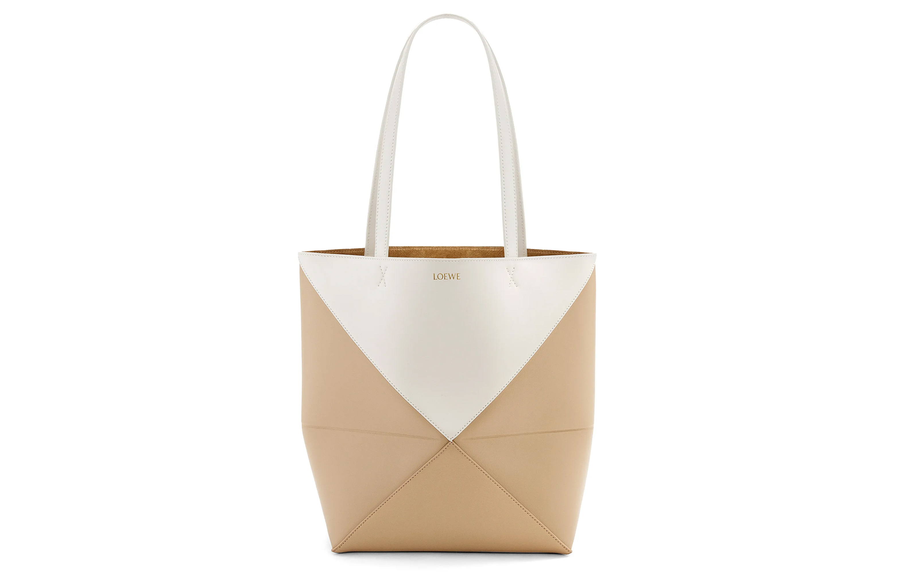 Блестящая кожаная сумка-шоппер из телячьей кожи, повседневная женская мягкая белая с бумажным декором LOEWE 
Блестящая кожаная сумка-шоппер из телячьей кожи, повседневная женская мягкая белая с бумажным декором LOEWE