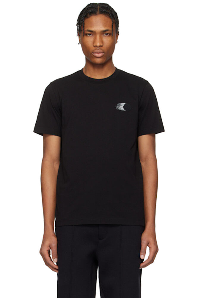 Черная хлопковая футболка с выцветшим логотипом Moncler
Черная хлопковая футболка с выцветшим логотипом Moncler