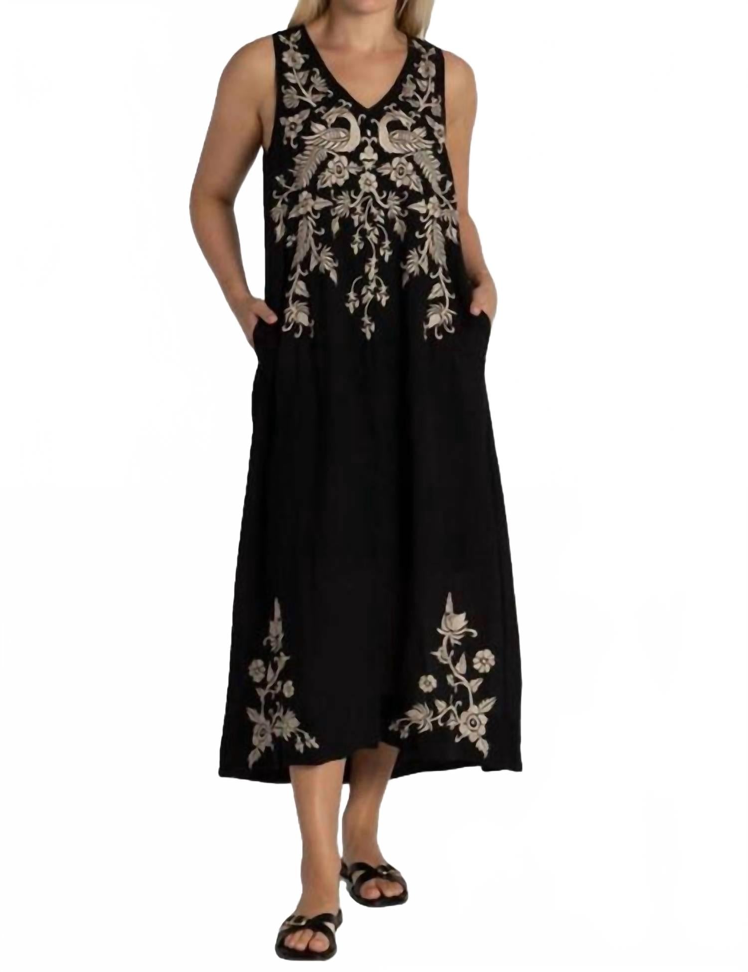 Льняное платье-майка (комбинация) Kamala в черном цвете Johnny Was
Льняное платье-майка (комбинация) Kamala в черном цвете Johnny Was