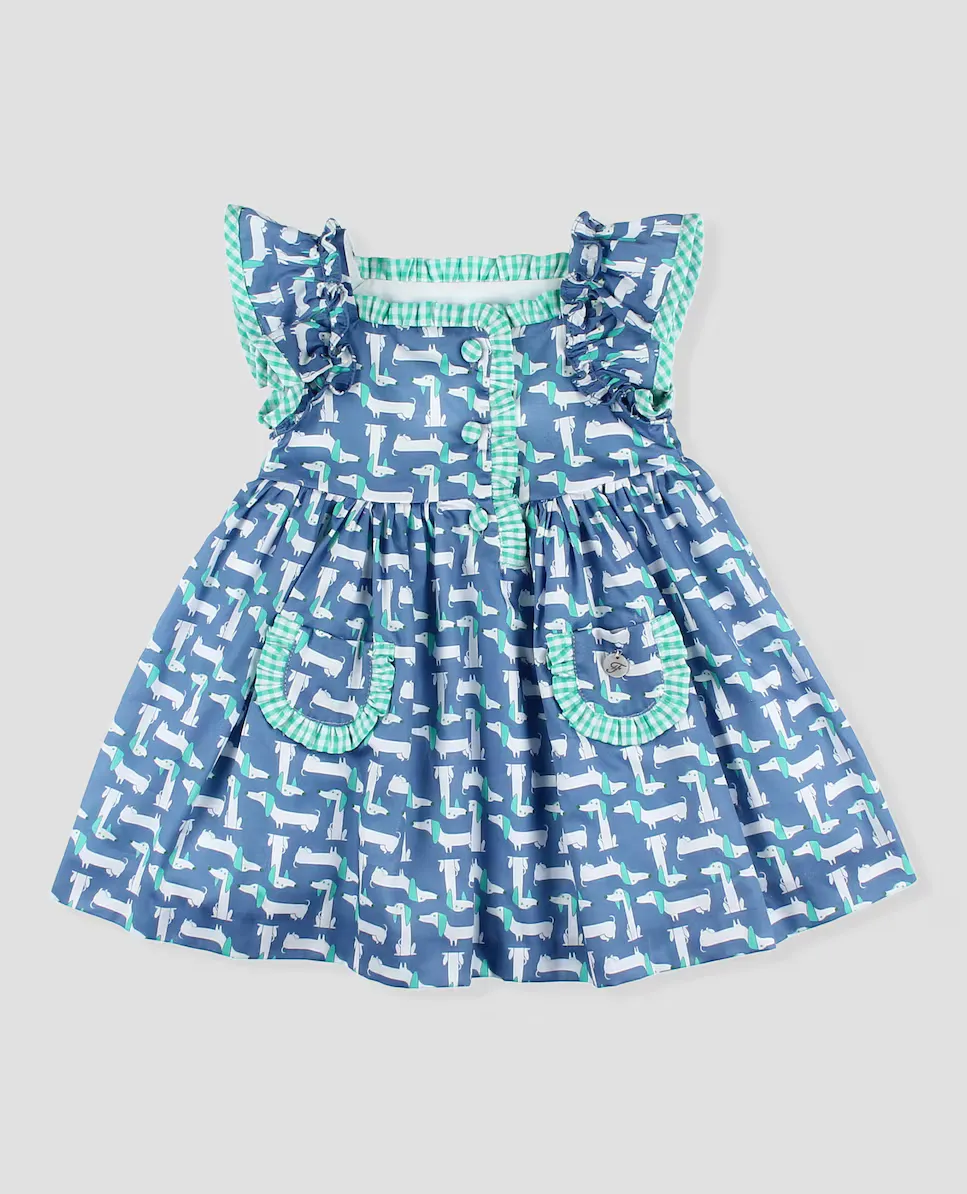 Платье для девочки из хлопка с принтом «собака» Foque, синий
Платье для девочки из хлопка с принтом «собака» Foque, синий