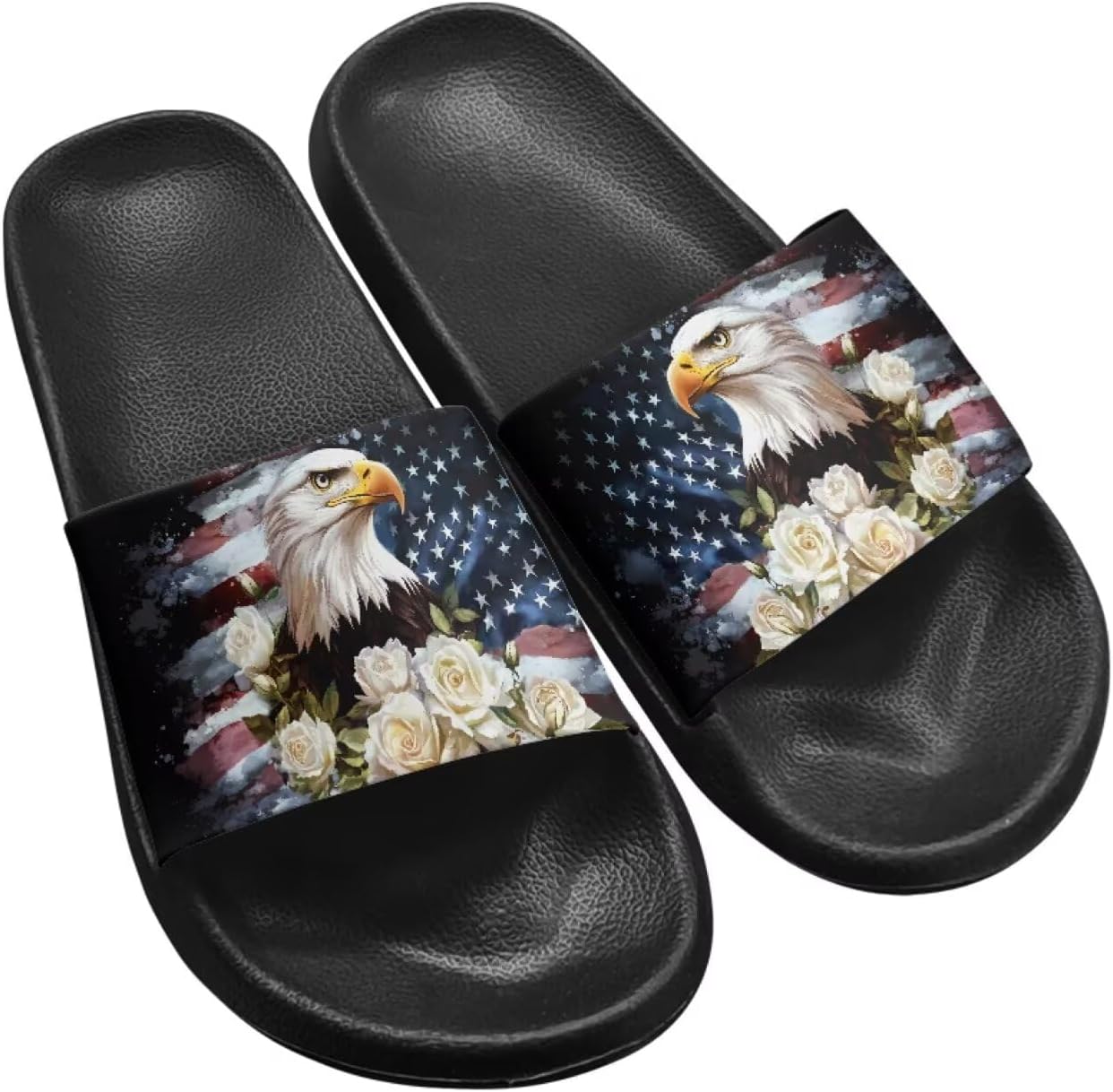 Женские шлепанцы Jeiento с открытым носком, сандалии для отдыха, мягкие пляжные туфли с противоскользящей подошвой, Eagle American Flag
Женские шлепанцы Jeiento с открытым носком, сандалии для отдыха, мягкие пляжные туфли с противоскользящей подошвой, Eagle American Flag