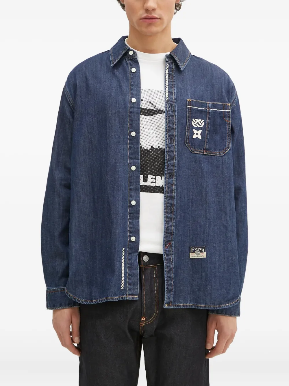 Рубашка с графическим принтом и карманом Evisu, синий
Рубашка с графическим принтом и карманом Evisu, синий