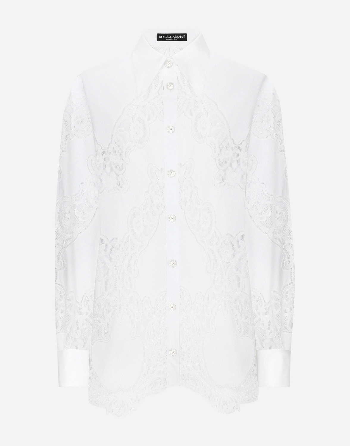 Хлопковая рубашка с ажурной цветочной вышивкой Dolce & Gabbana, белый
Хлопковая рубашка с ажурной цветочной вышивкой Dolce & Gabbana, белый