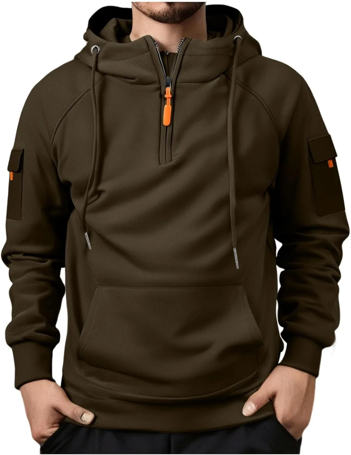 Мужской тактический худи с четвертью молнии и карманами
Мужской тактический худи с четвертью молнии и карманами
