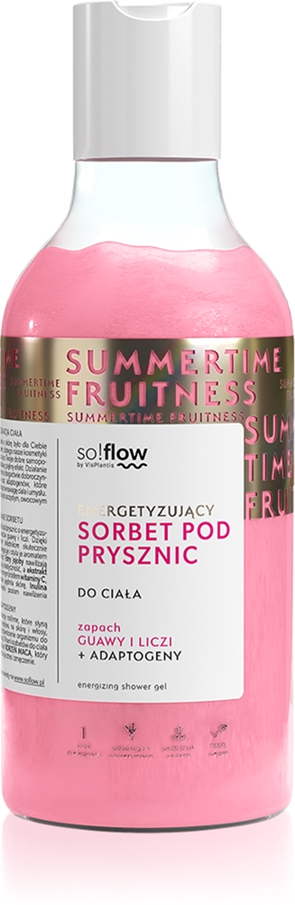 Энергетический сорбет для душа, увлажняющий гель для душа So!Flow, guava, lychee 400 мл
Энергетический сорбет для душа, увлажняющий гель для душа So!Flow, guava, lychee 400 мл