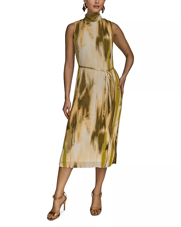 Платье миди без рукавов с воротником-стойкой и плиссировкой Donna Karan, зеленый
Платье миди без рукавов с воротником-стойкой и плиссировкой Donna Karan, зеленый