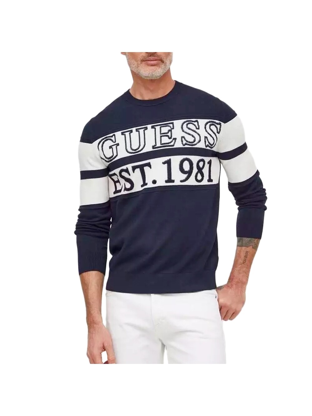 Логотип мужского свитера 1981 года Guess, синий
Логотип мужского свитера 1981 года Guess, синий