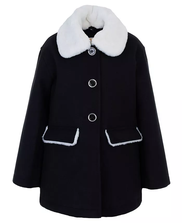 Куртка из искусственной шерсти с капюшоном и воротником для малышей и маленьких девочек Michael Kors, черный 
Куртка из искусственной шерсти с капюшоном и воротником для малышей и маленьких девочек Michael Kors, черный