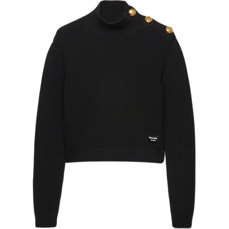 Шерстяной свитер с высоким воротником Prada, черный
Шерстяной свитер с высоким воротником Prada, черный