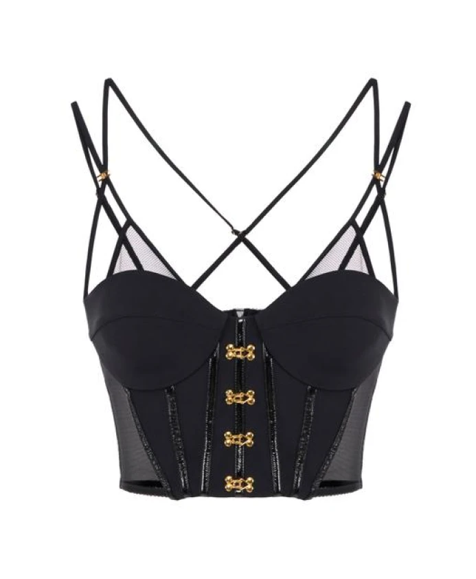 Неопреновый топ с корсетными деталями Elisabetta Franchi, черный
Неопреновый топ с корсетными деталями Elisabetta Franchi, черный