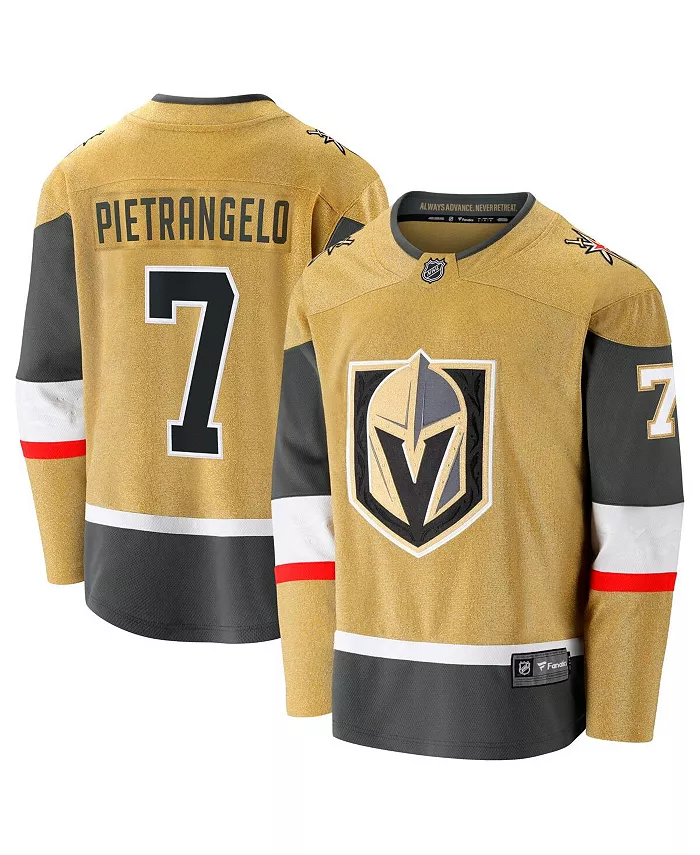 Мужская золотая альтернативная игровая джерси Vegas Golden Knights с именем и номером Alex Pietrangelo, модель Premier Breakaway Fanatics
Мужская золотая альтернативная игровая джерси Vegas Golden Knights с именем и номером Alex Pietrangelo, модель Premier Breakaway Fanatics