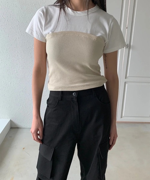 Бюстье ребристое, футболка приталенная SUWDEE, бежевый
Бюстье ребристое, футболка приталенная SUWDEE, бежевый