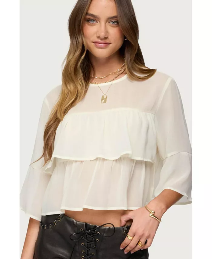 Женский шифоновый топ Missey с оборками Edikted, коричневый/бежевый
Женский шифоновый топ Missey с оборками Edikted, коричневый/бежевый