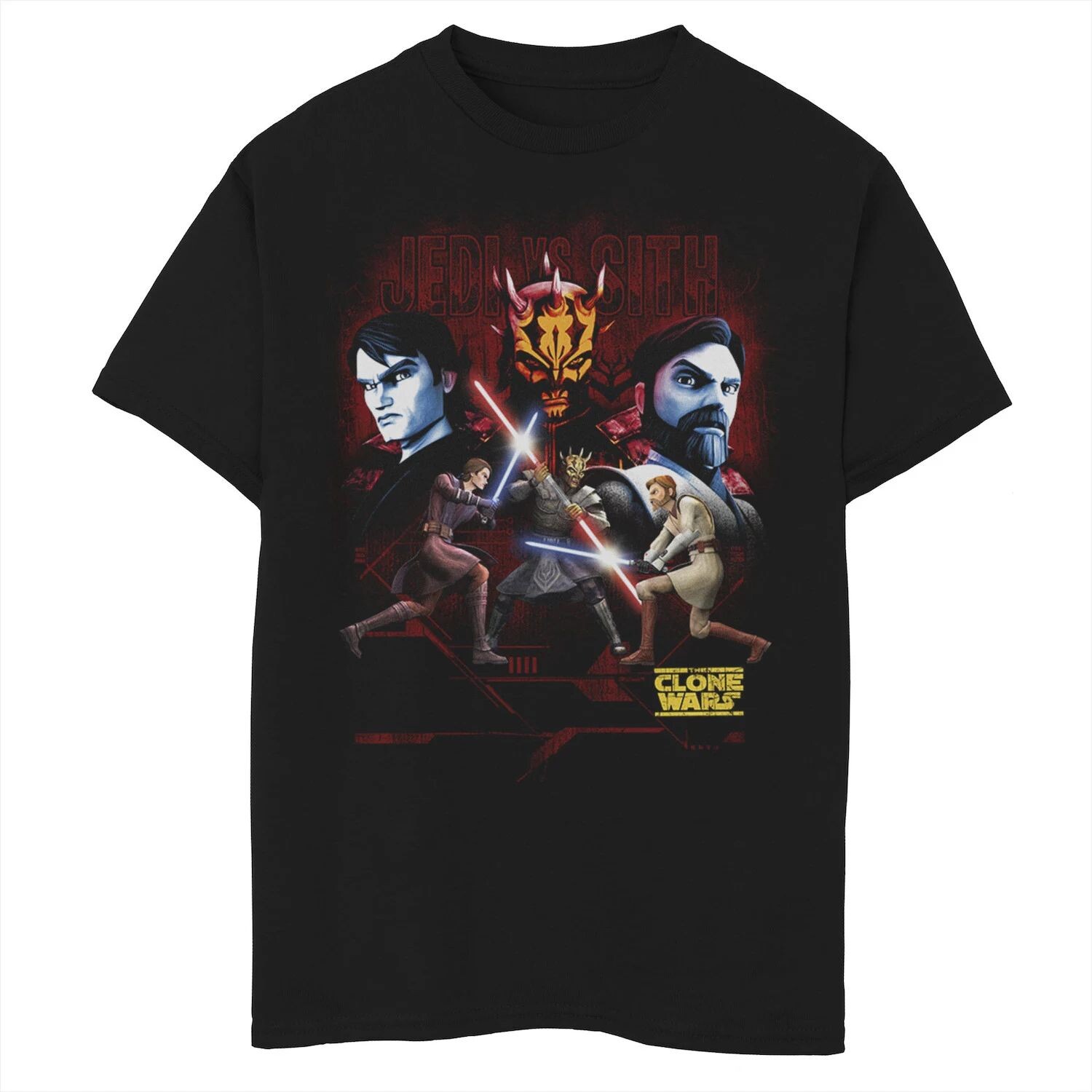 Мальчики 8–20 лет «Звездные войны: Войны клонов» Джедаи против. Футболка с рисунком ситхов Star Wars 
Мальчики 8–20 лет «Звездные войны: Войны клонов» Джедаи против. Футболка с рисунком ситхов Star Wars