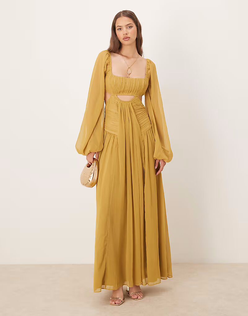 Платье макси ASOS DESIGN с длинными рукавами, вырезом и юбкой-рюшами оливкового цвета
Платье макси ASOS DESIGN с длинными рукавами, вырезом и юбкой-рюшами оливкового цвета