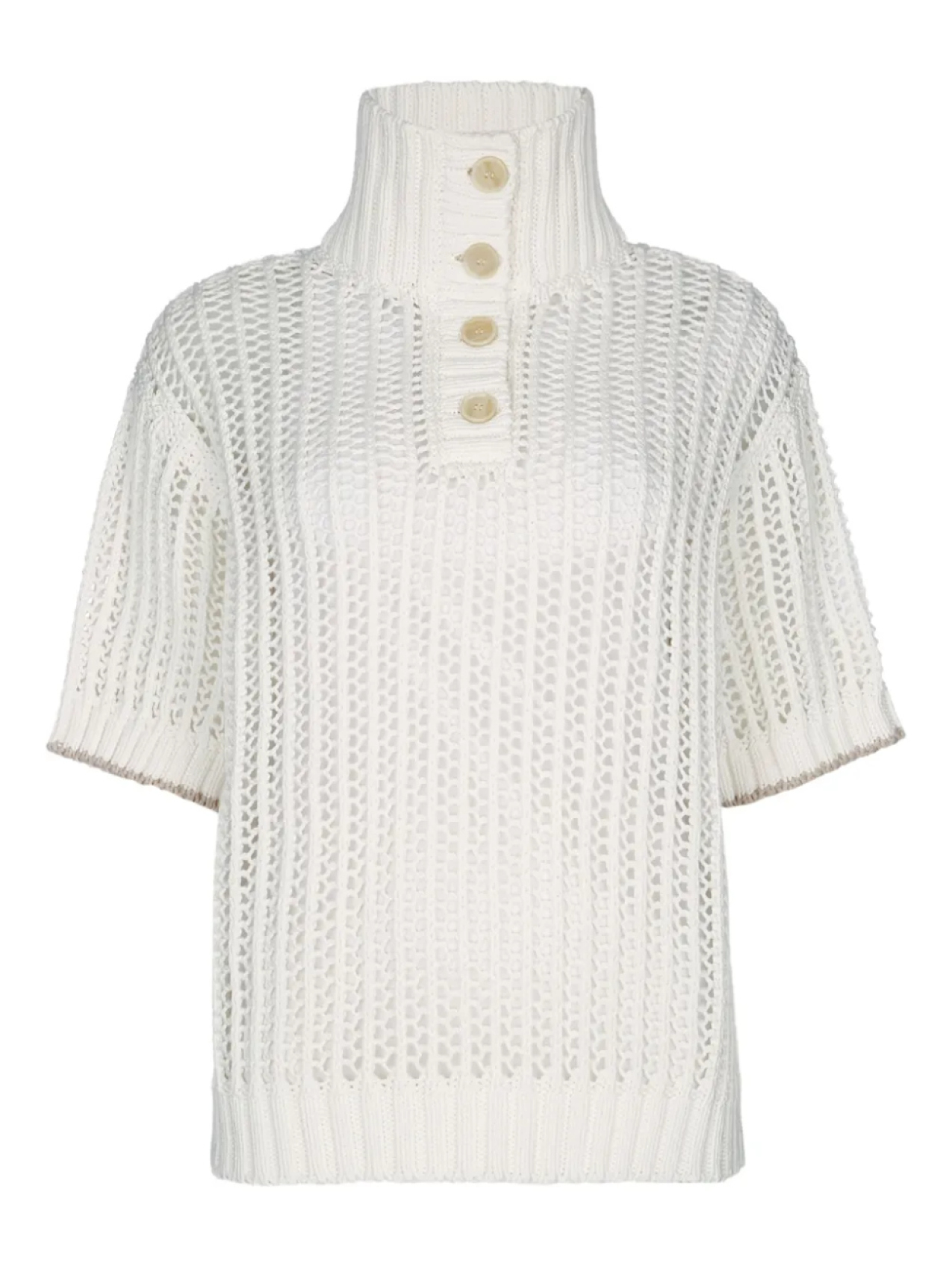 Свитер открытой вязки с высоким воротом от Brunello Cucinelli, белый
Свитер открытой вязки с высоким воротом от Brunello Cucinelli, белый