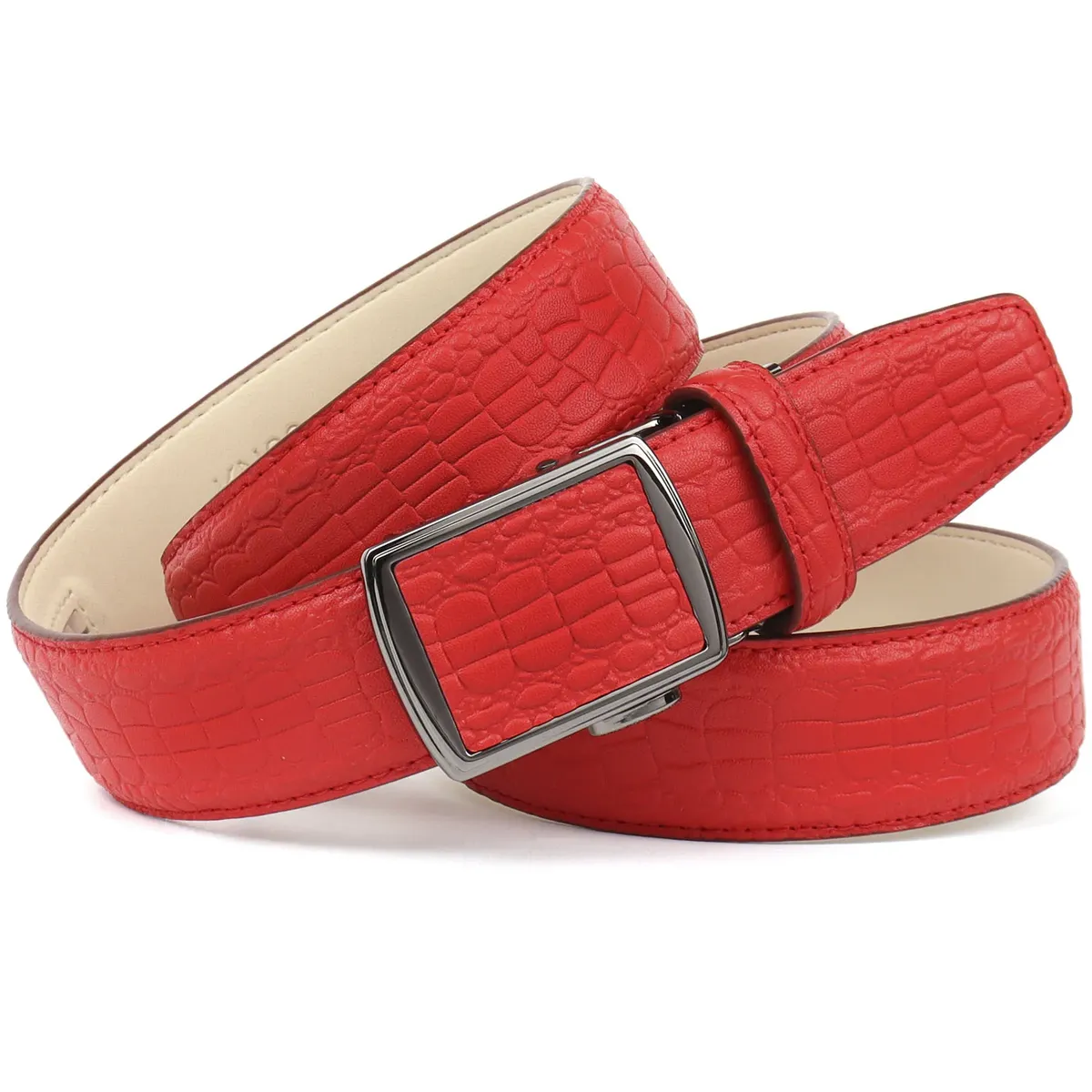 Кожаный ремень Anthoni Crown, автоматическая застежка, красный
Кожаный ремень Anthoni Crown, автоматическая застежка, красный