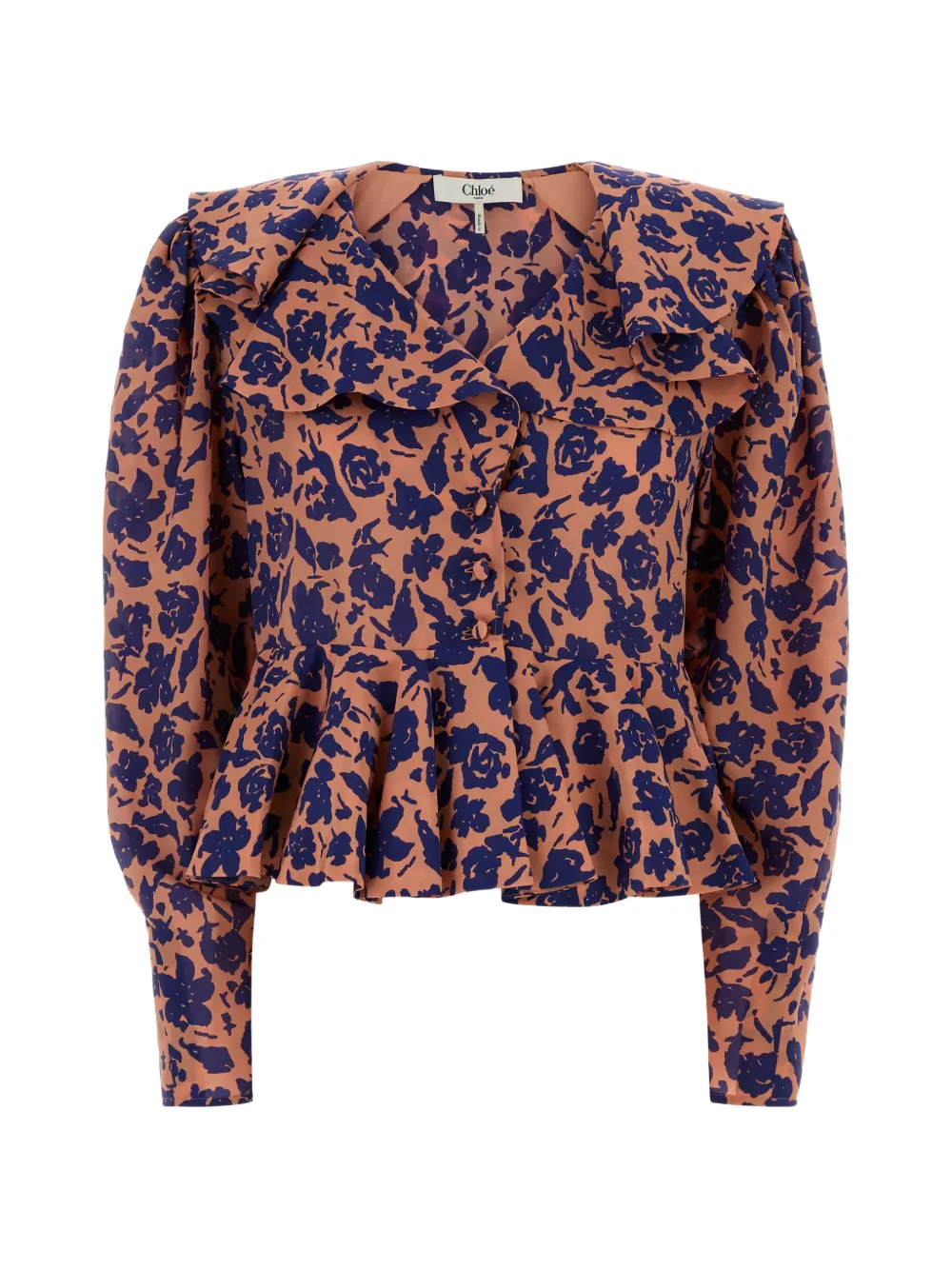 Блузка из крепа с цветочным принтом и рюшами Chloé, коричневый
Блузка из крепа с цветочным принтом и рюшами Chloé, коричневый