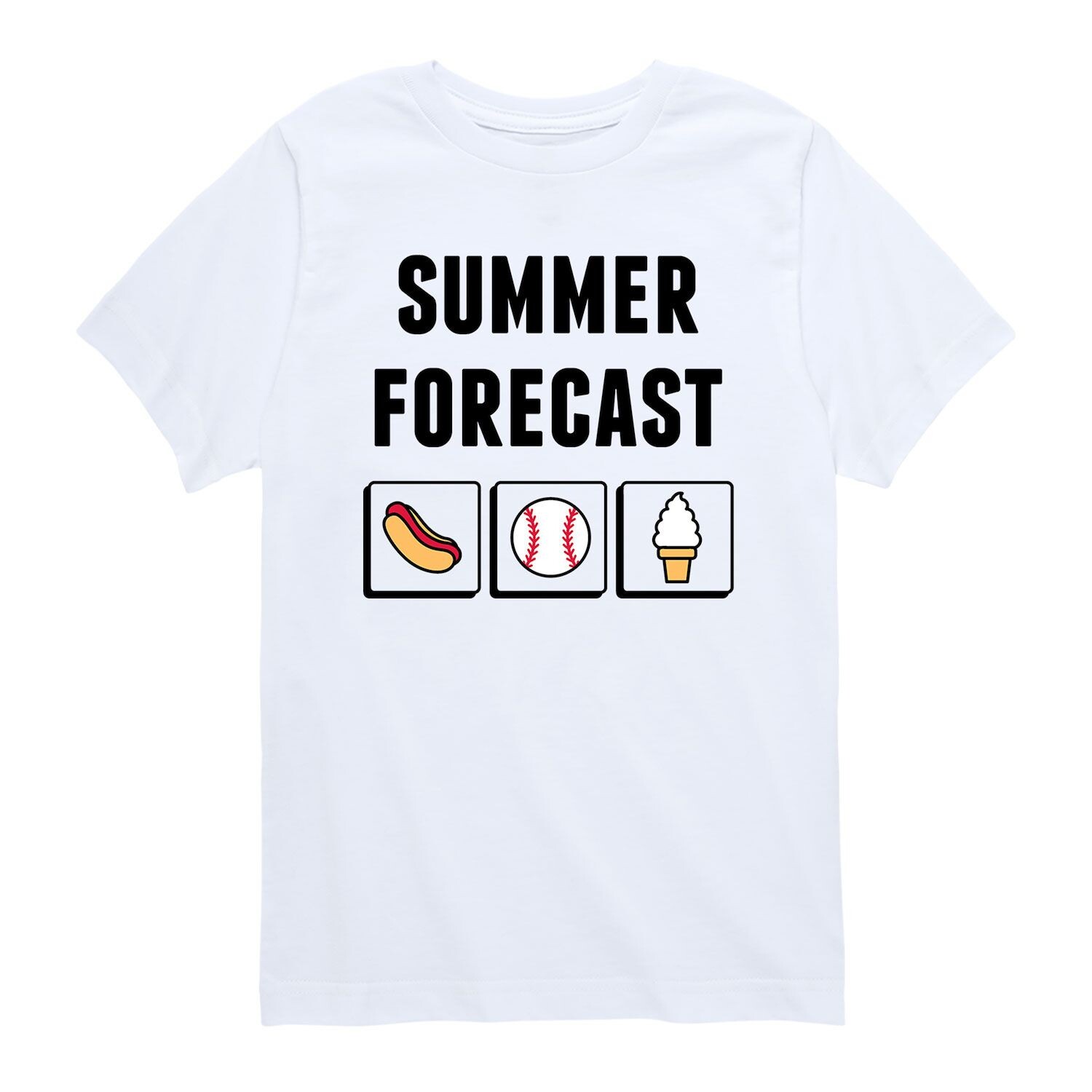 Футболка с рисунком бейсбольного прогноза на лето для мальчиков 8–20 лет Licensed Character, белый