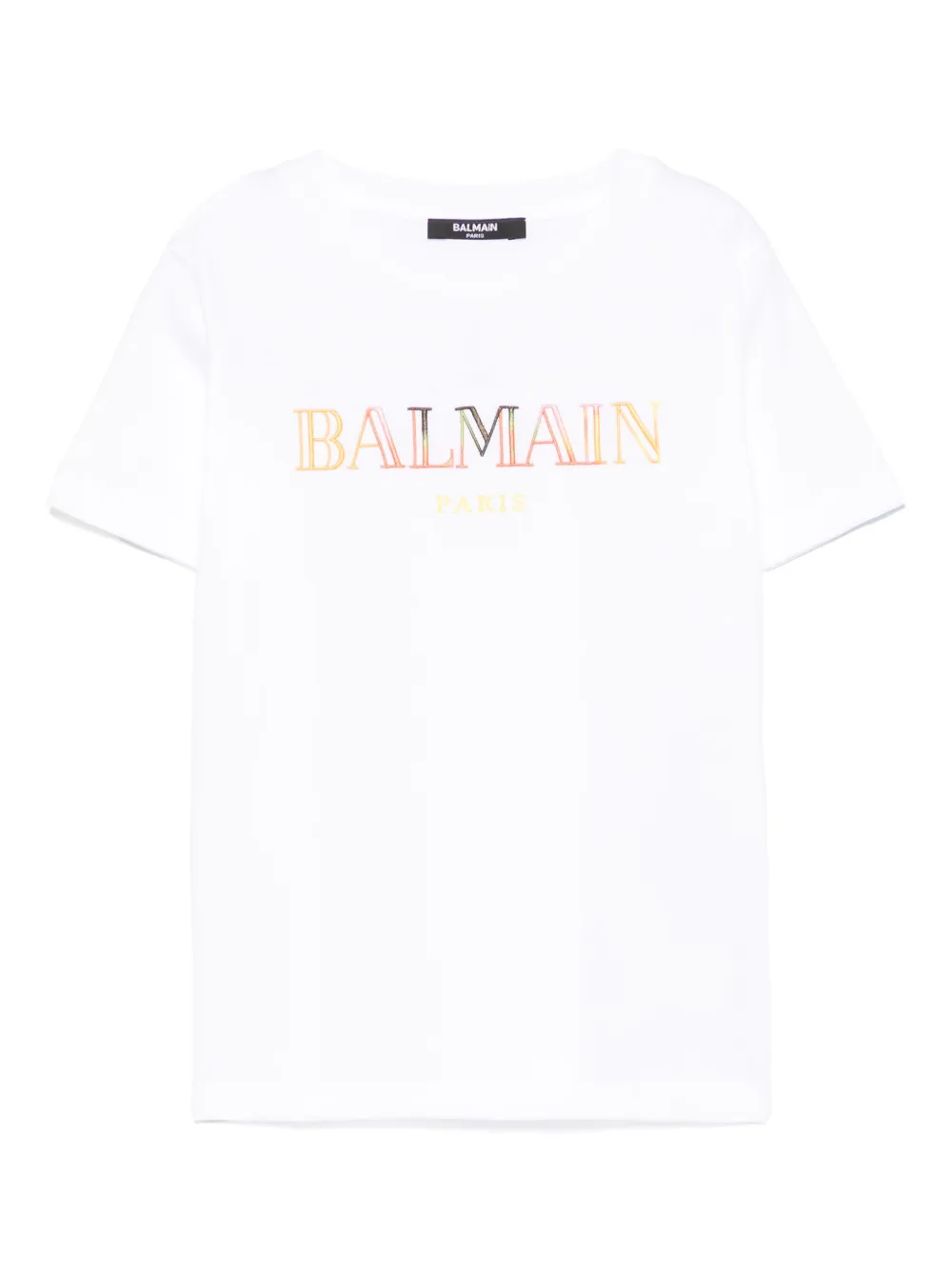Футболка с вышитым логотипом Balmain Kids, белый 
Футболка с вышитым логотипом Balmain Kids, белый